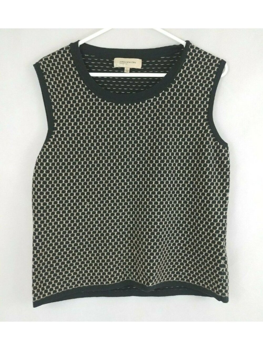 Jones New York Collection Sleeveless Blouse Tank Top Gold W/ Black Dots Size L
